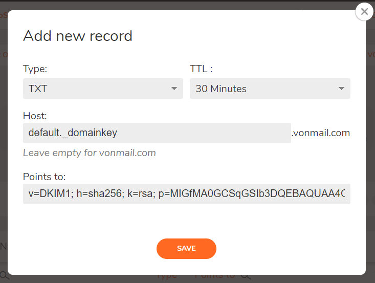 Add DKIM record