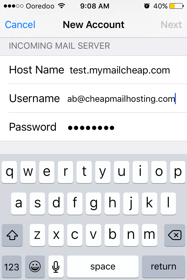 Mail for iOS setup