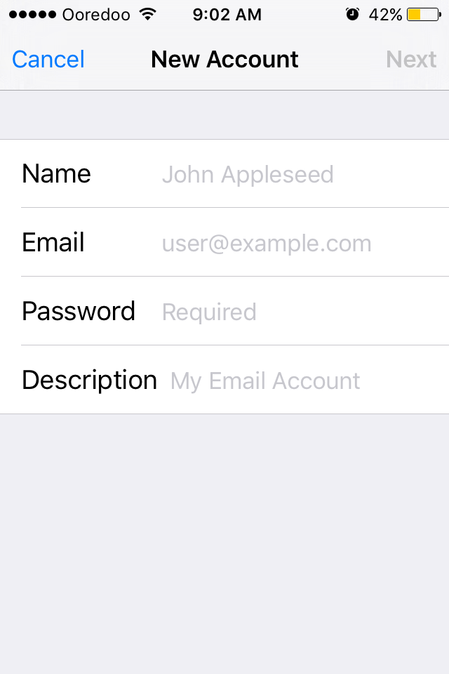 Mail for iOS setup