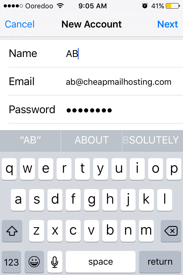 Mail for iOS setup