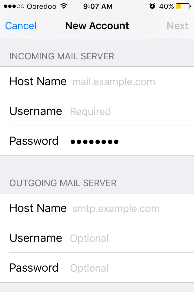 Mail for iOS setup