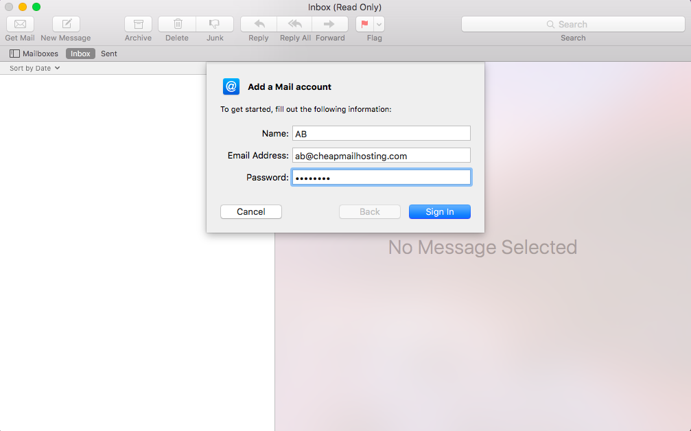 Mail for Mac setup