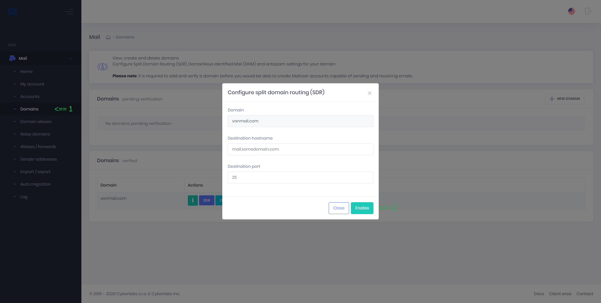 Split domain routing