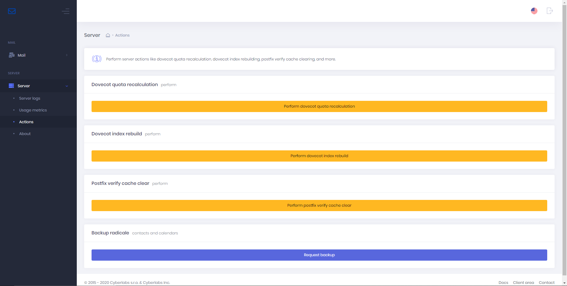 Perform server actions