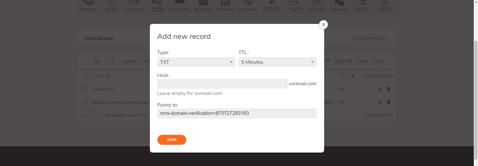 Domain DNS TXT verification