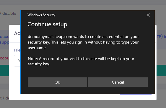 Setup Yubikey step 6a